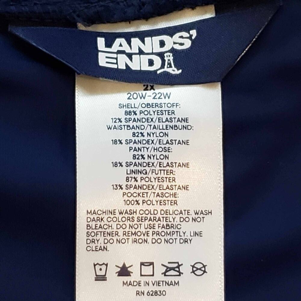 Lands End Swim Shorts Women's Plus Size 2X Navy Blue Lined Pull On UPF 50 New - Picture 6 of 9